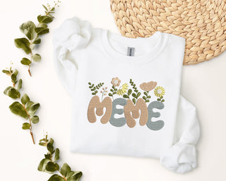 Meme Flowers Embroidered Shirt, Mother's Day Sweatshirt, Mom Sweatshirt