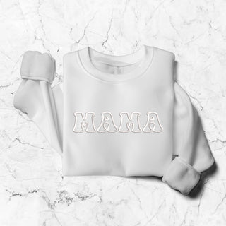 White MAMA Embroidered Shirt, Mother's Day Sweatshirt, Mom Sweatshirt