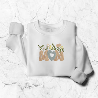 Flower MOM Embroidered Shirt, Mother's Day Sweatshirt, Mom Sweatshirt