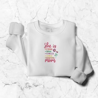 She Is ... Mom Embroidered Shirt, Mother's Day Sweatshirt, Mom Sweatshirt