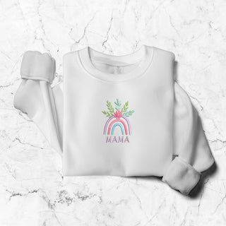 Rainbow MAMA Embroidered Shirt, Mother's Day Sweatshirt, Mom Sweatshirt