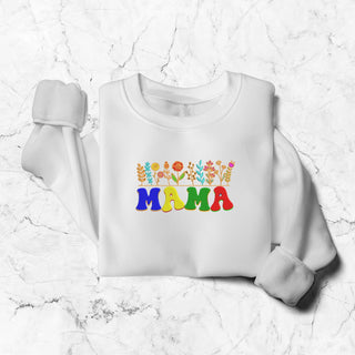 Colorful MAMA Embroidered Shirt, Mother's Day Sweatshirt, Mom Sweatshirt