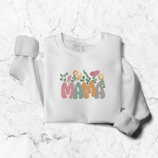 MAMA Flower Embroidered Shirt, Mother's Day Sweatshirt, Mom Sweatshirt