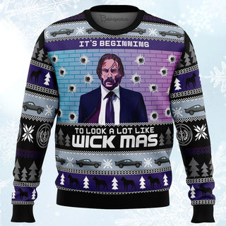 Wick-Mas Ugly Christmas Sweater For Men & Women Christmas Gift Sweater PT742