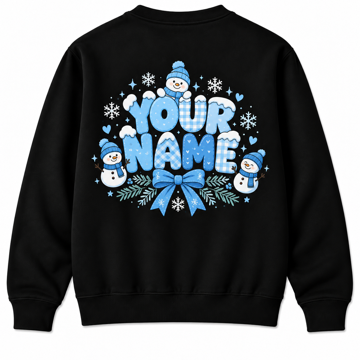 Personalized Custom Winter Teach Blue Gingham Snowman Teacher Christmas Sweatshirt