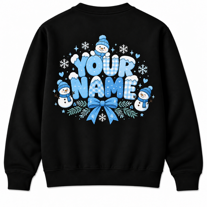 Personalized Custom Winter Teach Blue Gingham Snowman Teacher Christmas Sweatshirt