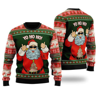 Yo Ho Ho Santa Sunglasses Funny Ugly Christmas Sweater For Men & Women Christmas Gift Sweater US2263