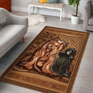 Yorkshire Terrier Leather Embossed Rug Foldable Rectangular Floor Mat Soft Comfortable Fashion Full Print Gift For Every House