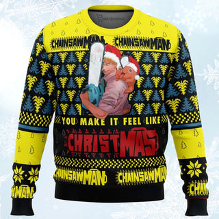 You Make It Fell Like Christmas Chainsaw Man Ugly Christmas Sweater For Men & Women Christmas Gift Sweater BH362