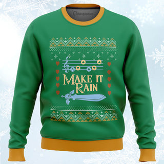 Zelda Make it Rain Ugly Christmas Sweater For Men & Women Christmas Gift Sweater PT592