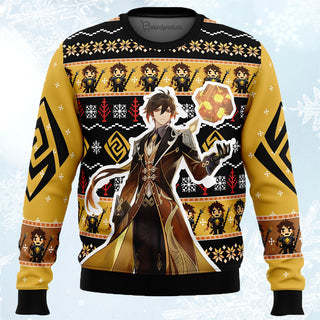 Zhongli Genshin Impact Ugly Christmas Sweater For Men & Women Christmas Gift Sweater BH481