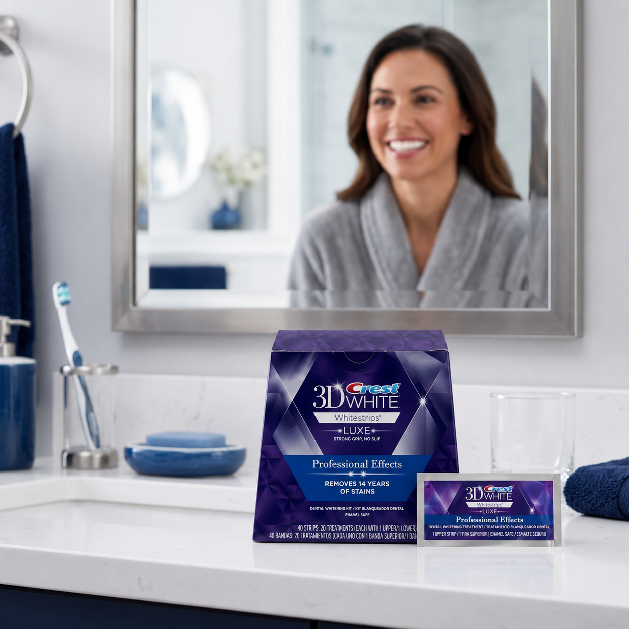 Crest 3D Whitestrips Professional Effects At-Home Teeth Whitening Kit – 40 Strips, 20 Treatments