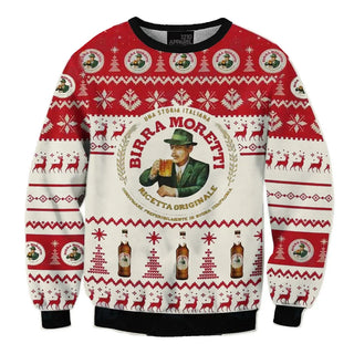 Unisex Birra Moretti 3D Ugly Christmas Sweater For Men & Women Christmas Gift Sweater BH1102