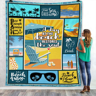 A Day At Beach Fleece Blanket JN261 30O53