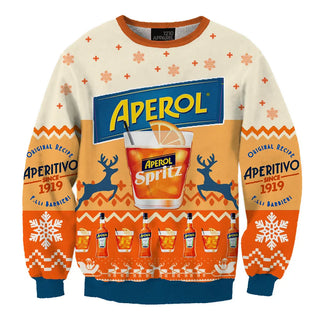 Unisex Aperol Spritz Orange 3D Ugly Christmas Sweater For Men & Women Christmas Gift Sweater BH1069