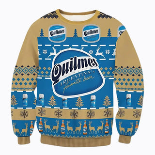 Unisex Quilmes Beer Argentina 3D Ugly Christmas Sweater For Men & Women Christmas Gift Sweater BH1254