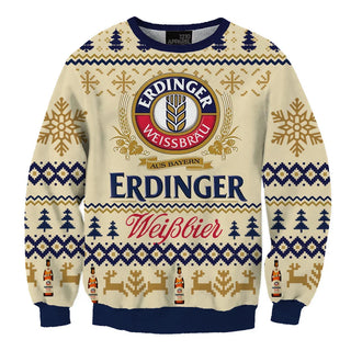 Unisex Erdinger Weissbier 3D Ugly Christmas Sweater For Men & Women Christmas Gift Sweater BH1216