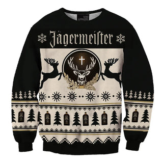 Unisex Black Jagermeister 3D Ugly Christmas Sweater For Men & Women Christmas Gift Sweater BH1270