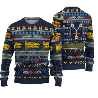 Back to the Future Ugly Christmas Sweater For Men & Women Christmas Gift Sweater PT964