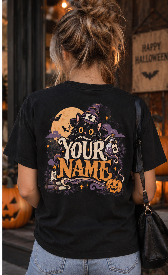Spooky Halloween Nurse Cat Custom Shirt Cute Witchy Medical Mascot T Shirt