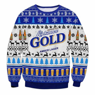 Unisex Kokanee Gold Amber Lager Beer 3D Ugly Christmas Sweater For Men & Women Christmas Gift Sweater BH1241