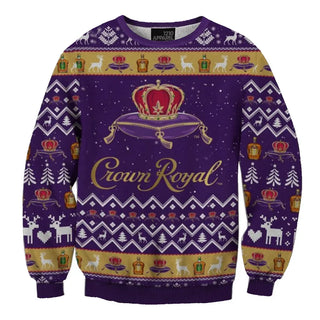 Unisex Crown Royal Purple 3D Ugly Christmas Sweater For Men & Women Christmas Gift Sweater BH1266