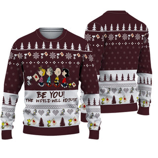 Be You: The World Will Adjust Snoopy Ugly Christmas Sweater For Men & Women Christmas Gift Sweater BH614