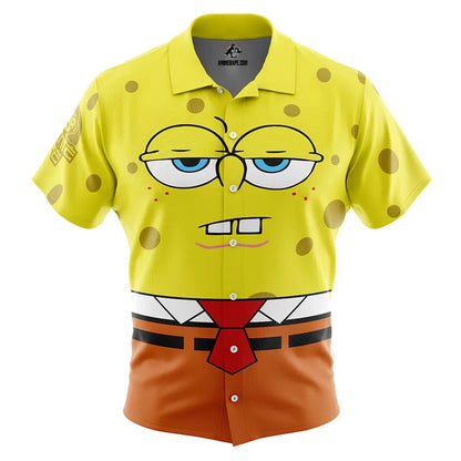 Bored Spongebob Squarepants Button Up Hawaiian Shirt