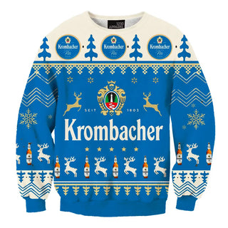 Unisex Krombacher Pils Lager Weizen Germany Beer 3D Ugly Christmas Sweater For Men & Women Christmas Gift Sweater BH1157