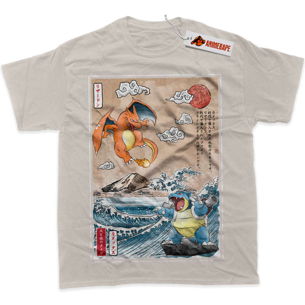 Charizard Blastoise Pokemon Graphic T-Shirt, Anime Shirt