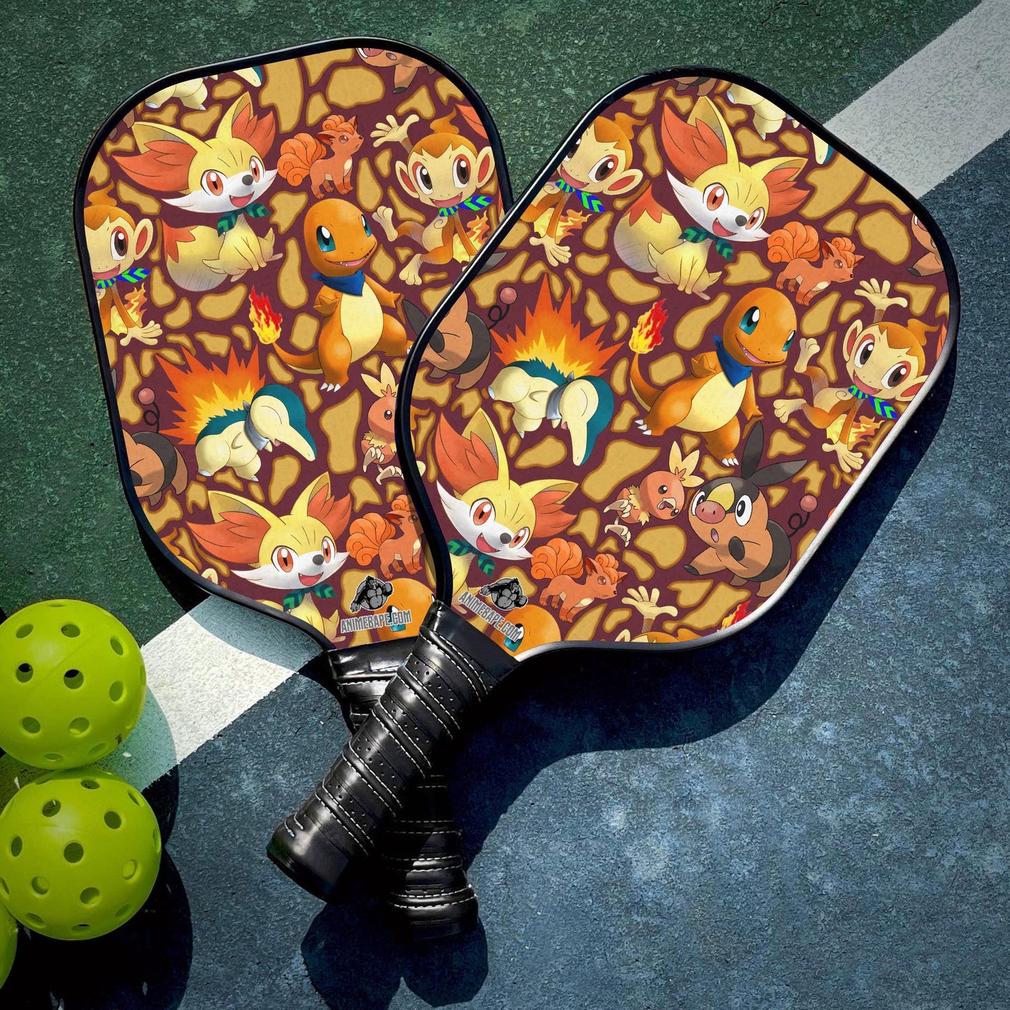 Custom Fire Type Starters Pokemon Pickleball Paddle