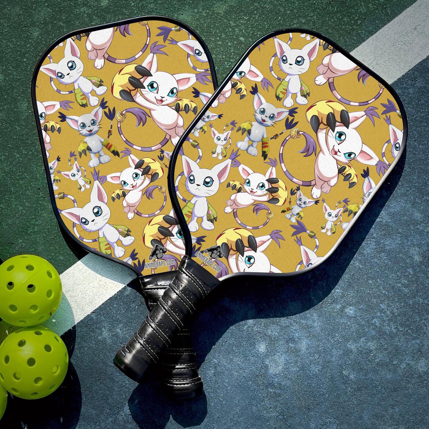 Custom Gatomon Digimon Pickleball Paddle