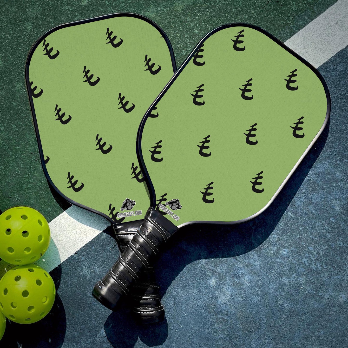 Custom Green Pattern Saitama One Punch Man Pickleball Paddle