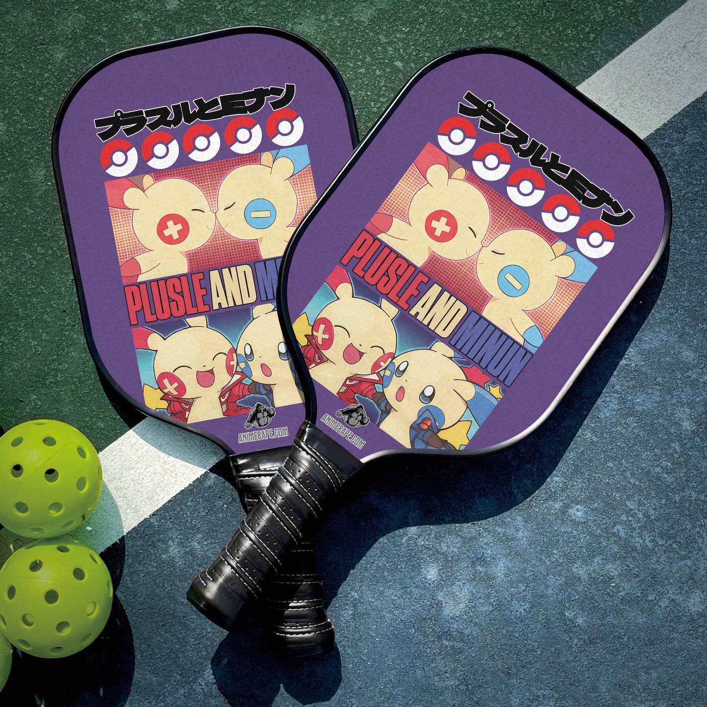 Custom Plusle and Minun Pokemon Pickleball Paddle