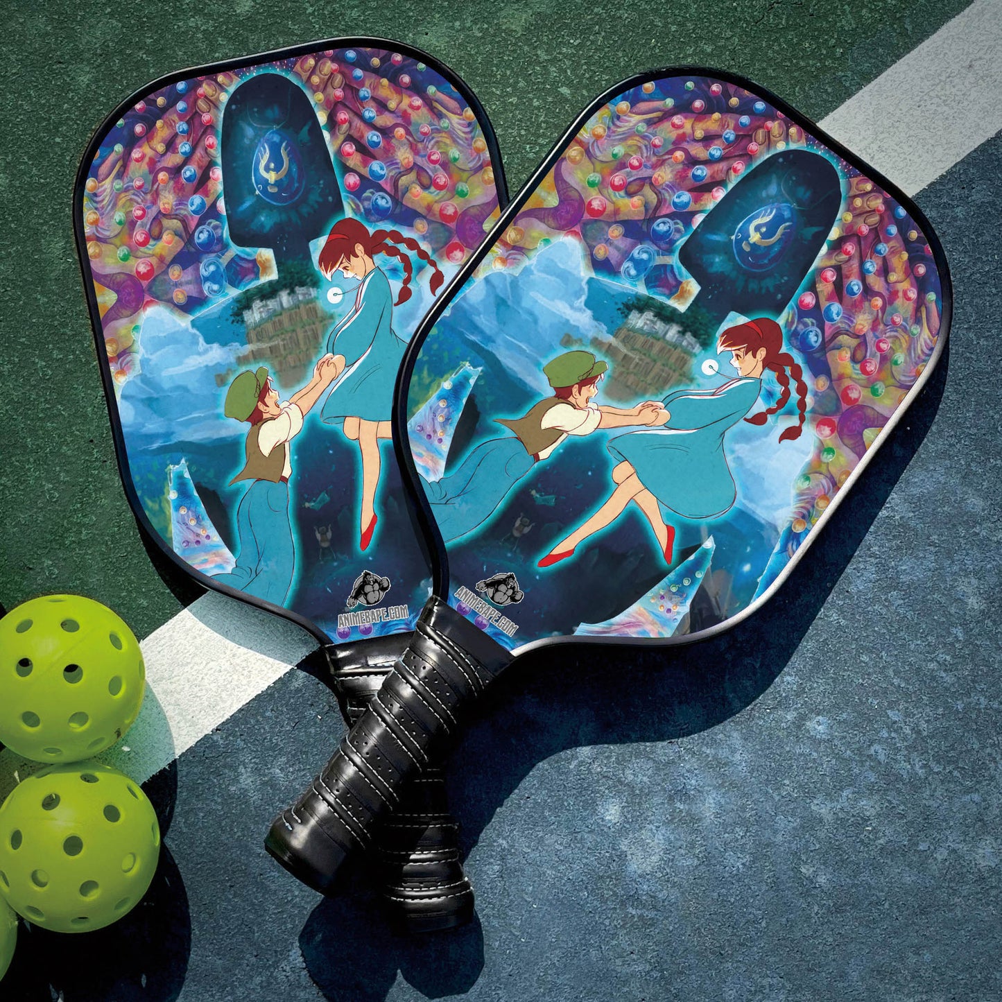 Custom Trippy Castle in the Sky Studio Ghibli Pickleball Paddle