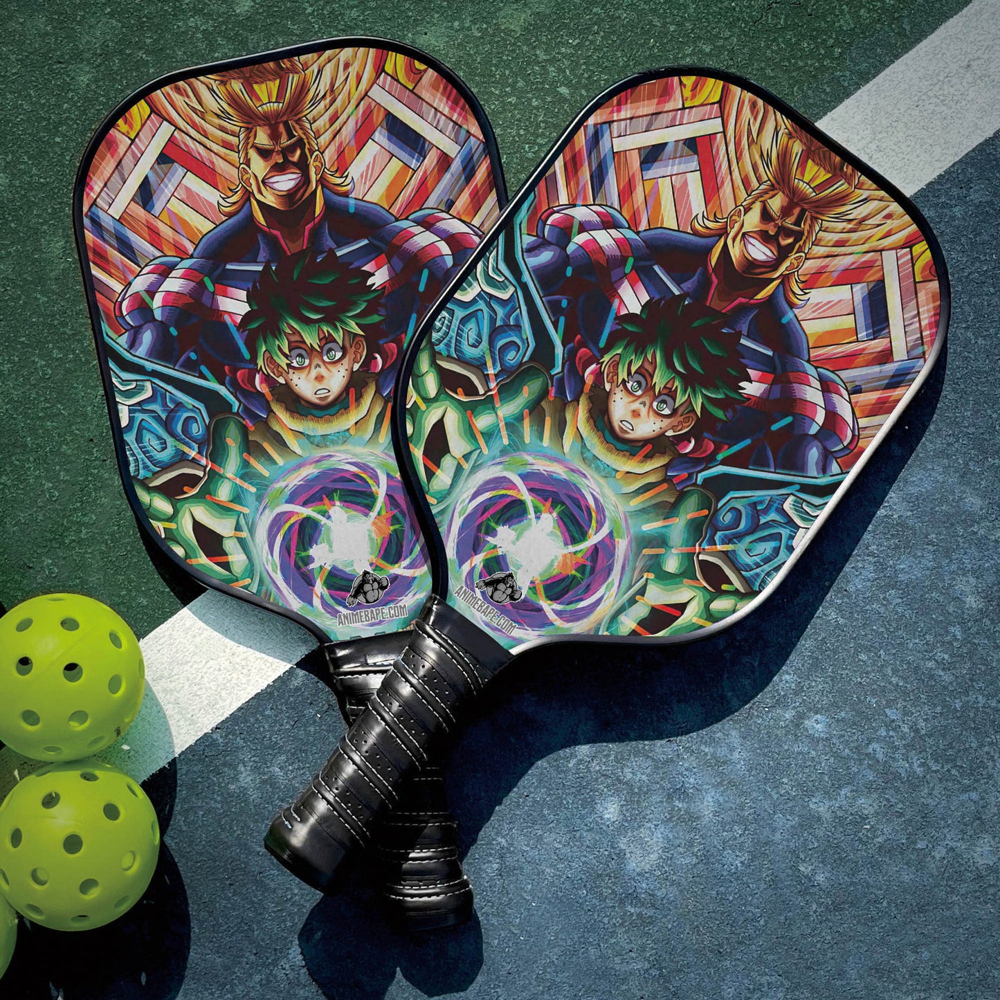 Custom Trippy Deku x All Might My Hero Academia Pickleball Paddle