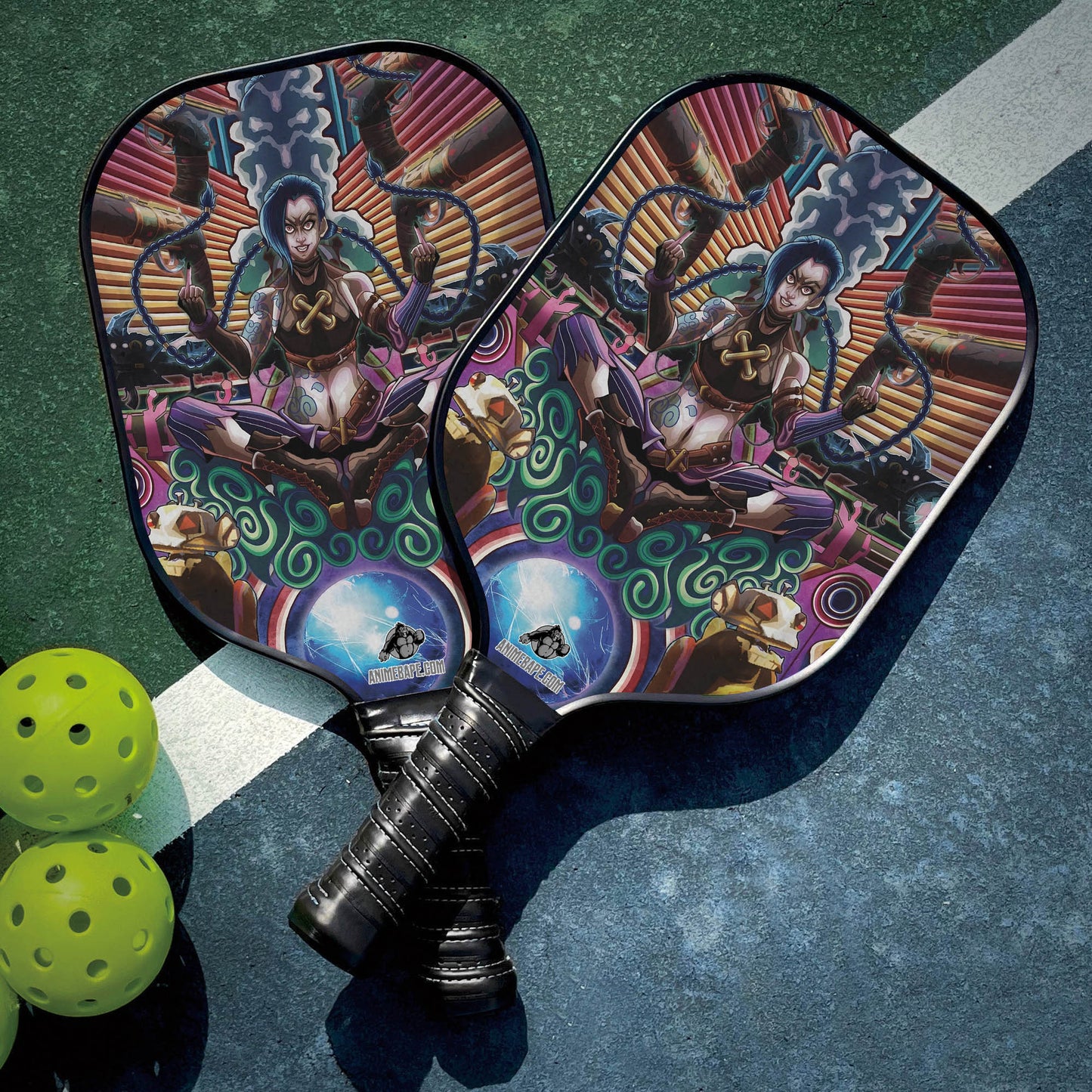 Custom Trippy Jinx Arcane League of Legends Pickleball Paddle