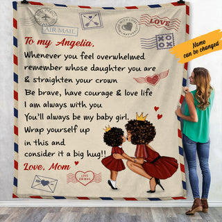 Personalized To MyDaughther Letter A Big Hug Fleece Blanket AG51 73O36