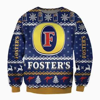 Unisex Fosters Beer 3D Ugly Christmas Sweater For Men & Women Christmas Gift Sweater BH1148