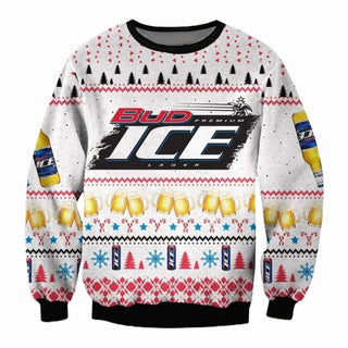 Unisex Bud Ice 3D Ugly Christmas Sweater For Men & Women Christmas Gift Sweater BH1253