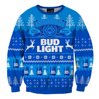 Unisex Bud Light Beer 3D Ugly Christmas Sweater For Men & Women Christmas Gift Sweater BH1122