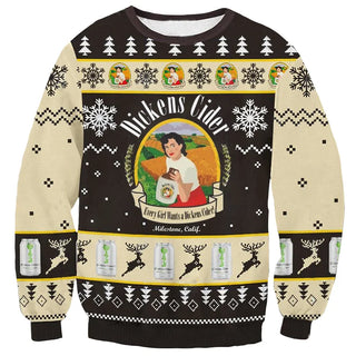 Unisex Dickens Cider 3D Ugly Christmas Sweater For Men & Women Christmas Gift Sweater BH1285