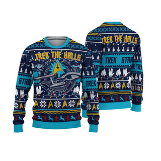 Star Treks Trek the Halls Ugly Christmas Ugly Christmas Sweater For Men & Women Christmas Gift Sweater PT912