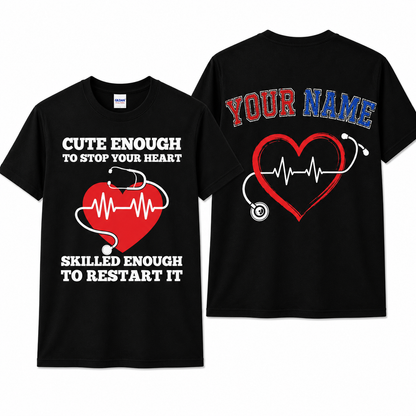 Custom Nurse Stethoscope Heart Shirt Personalized RN Gift Unisex T-Shirt