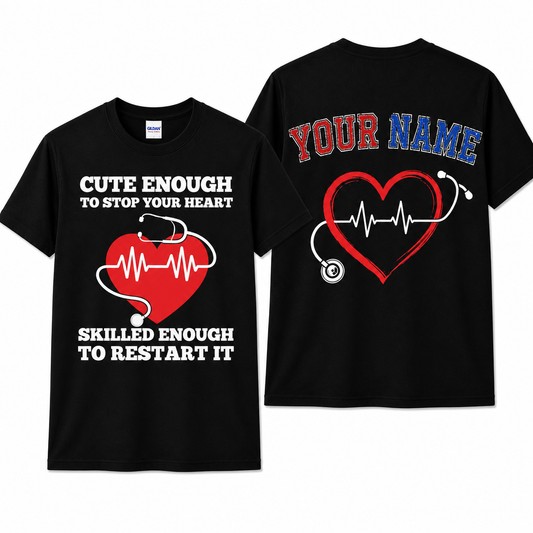 Custom Nurse Stethoscope Heart Shirt Personalized RN Gift Unisex T-Shirt