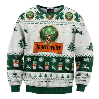 Unisex Jagermeister Negroni Print Fun Ugly Christmas Sweater For Men & Women Christmas Gift Sweater BH1051