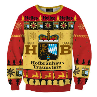 Unisex Hofbräuhaus Traunstein Helle 3D Ugly Christmas Sweater For Men & Women Christmas Gift Sweater BH1176