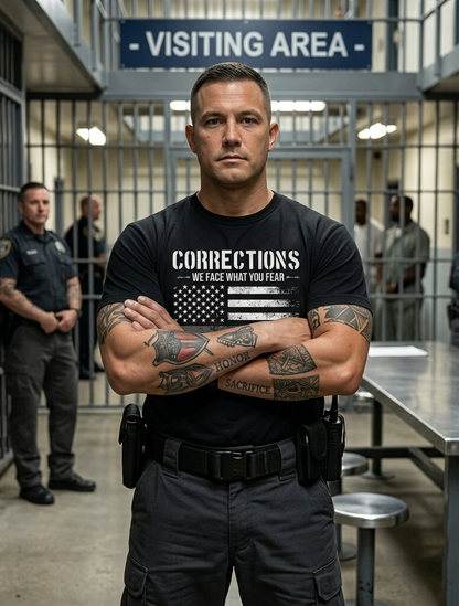 Proud Corrections Officer Respect Shirt - Custom Name American Flag Law Enforcement Tee