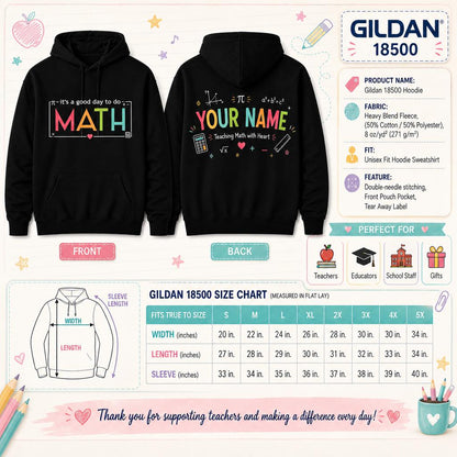 Personalized Math Teacher Hoodie Teaching Math With Heart Custom Name Gift