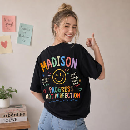 Custom You Can Do Hard Things Teacher Shirt Progress Not Perfection T-Shirt